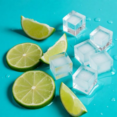 Lime Slices with Ice Cubes