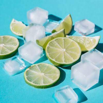 Lime Slices with Ice Cubes