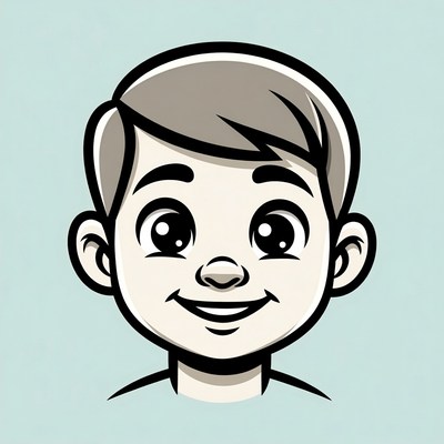 Cartoon boy smiling happily