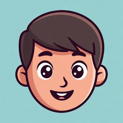 Smiling cartoon boy face