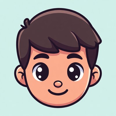 Smiling cartoon boy face