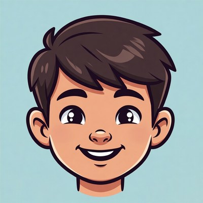 Smiling Asian boy cartoon face