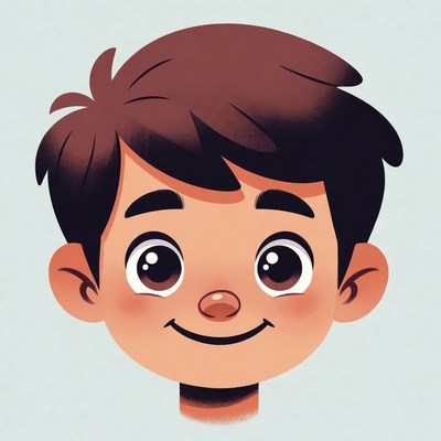 Smiling cartoon boy face