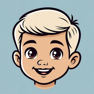 Cartoon boy smiling with blonde hair
