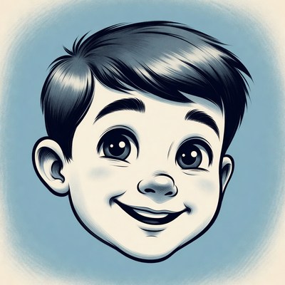 Smiling cartoon boy portrait