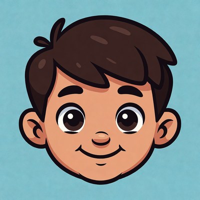 Smiling cartoon boy face