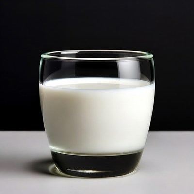 Glass of Milk on Black Background