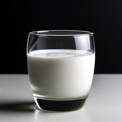 Glass of milk on black background