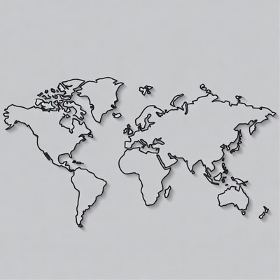 Black Outline World Map