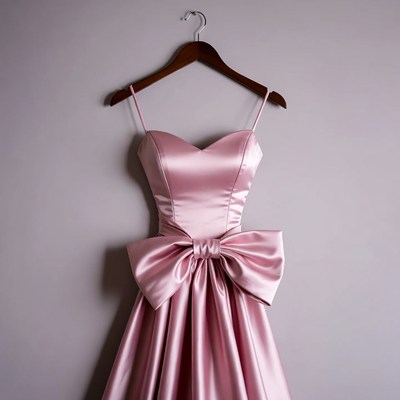 Pink Satin Dress on Hanger
