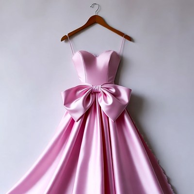 Pink Satin Dress on Hanger