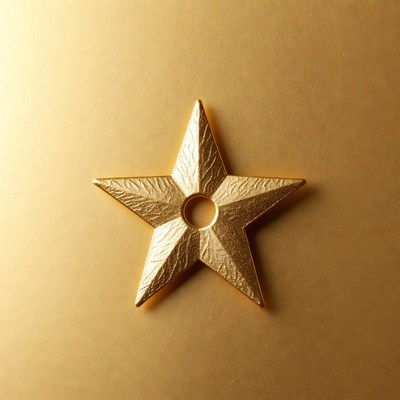 Gold metallic star on gold background