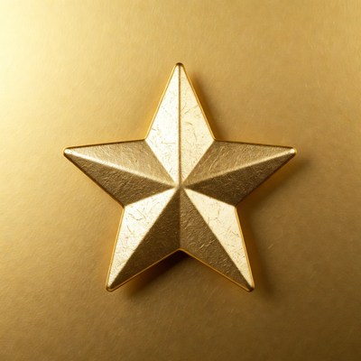 Shiny Gold Star on Golden Background
