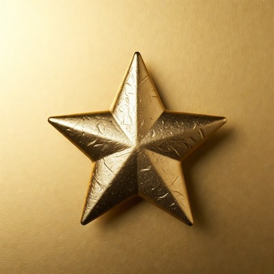 Shiny Gold Star on Golden Background