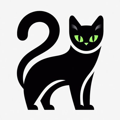 Black cat with green eyes