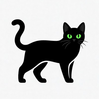 Black cat with green eyes