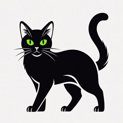 Black cat with green eyes