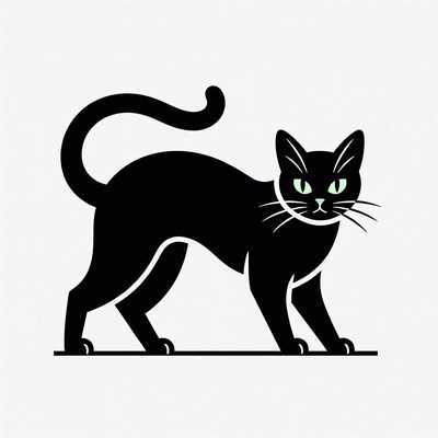 Black cat with green eyes