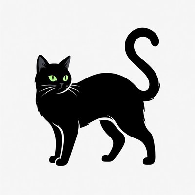 Black cat with green eyes