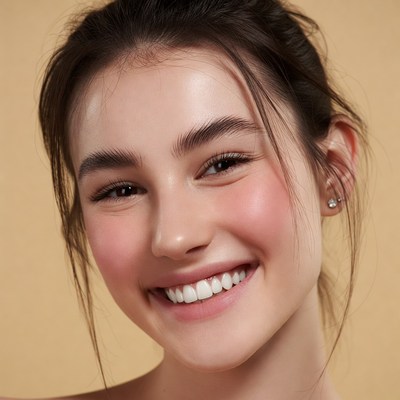 Smiling woman with brown hair