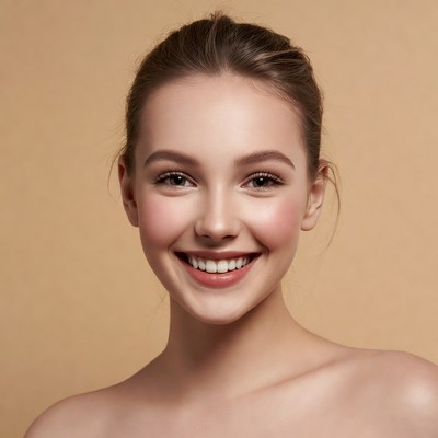 Smiling young woman closeup portrait