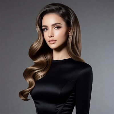 Woman with long wavy brown hair