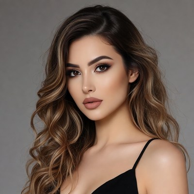 Beautiful woman with wavy brown hair