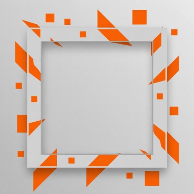 Orange Geometric Frame on Gray