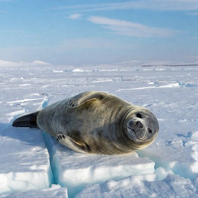 Harp seal on Arctic ice