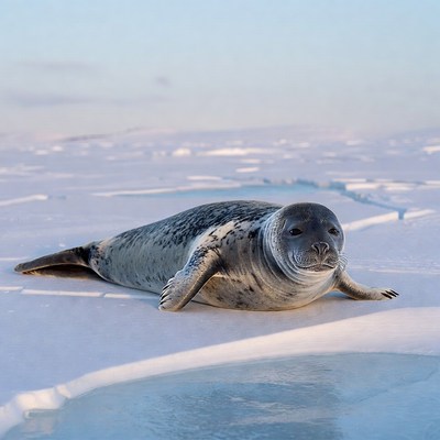 Harbor Seal on Ice Floe