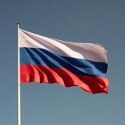 Russian flag waving on pole