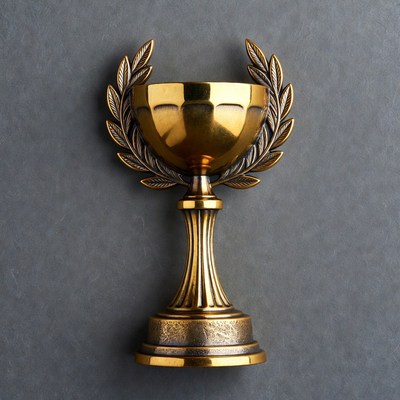 Golden Trophy with Laurel Wreaths