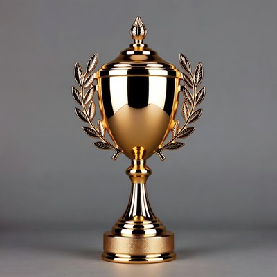 Gold trophy with laurel wreath
