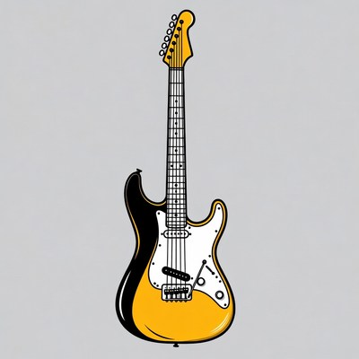 Yellow Black Electric Guitar Illustration