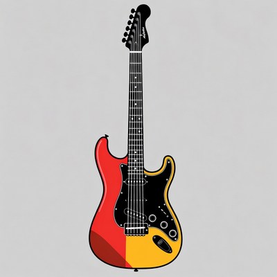 Red and Yellow Electric Guitar