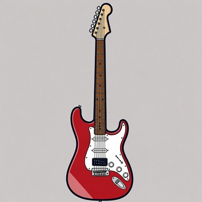 Red Stratocaster Electric Guitar Illustration