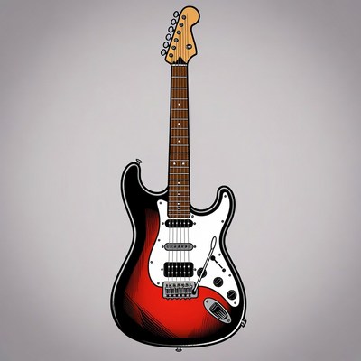 Black Stratocaster Electric Guitar Illustration