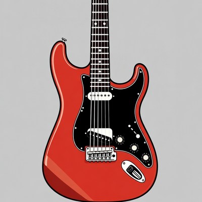 Red Electric Guitar Illustration