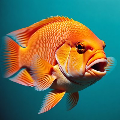 Orange Flowerhorn Cichlid Fish