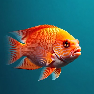 Bright Orange Angelfish Swimming Underwater