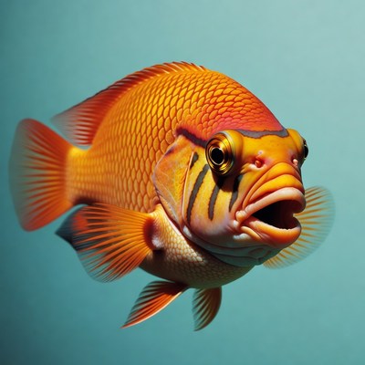 Vibrant French Angelfish on blue background