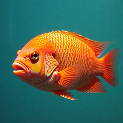Orange Flowerhorn Cichlid Fish