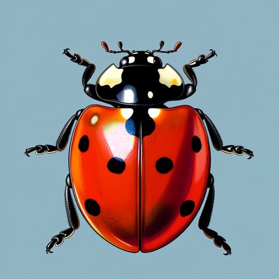 Ladybug on blue background
