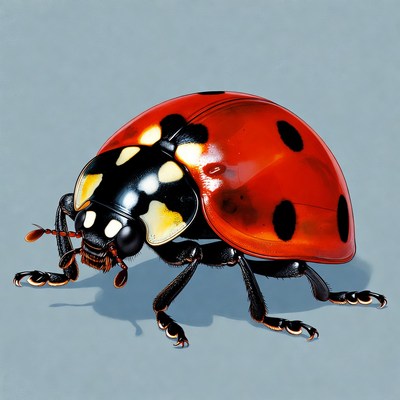 Ladybug on blue background