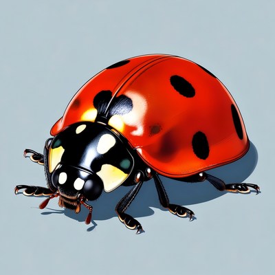 Red ladybug on gray background