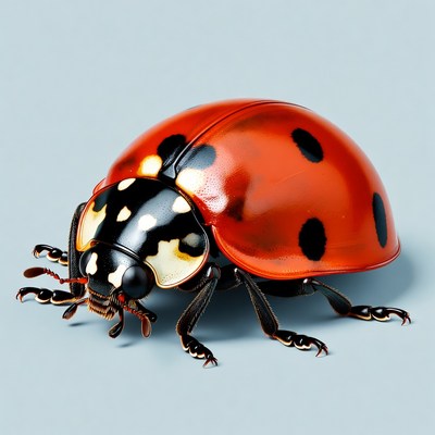 Ladybug on blue background