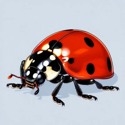 Red ladybug on white background