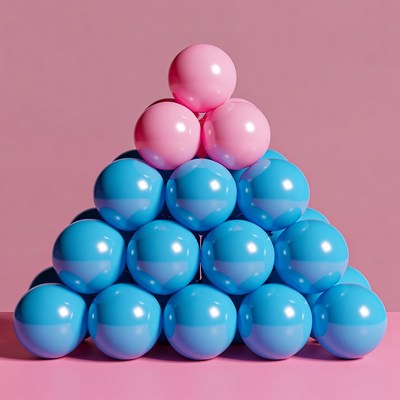 Pink and Blue Balls Pyramid