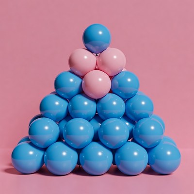 Blue and Pink Ball Pyramid