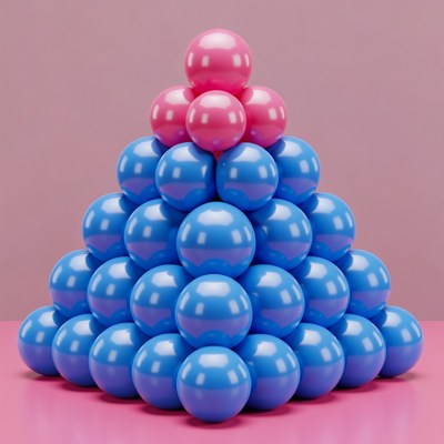 Pink topped blue ball pyramid